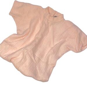 Vintage Angora Knit Baby Pink Mockneck Short Sleeve Sweater Knit Top